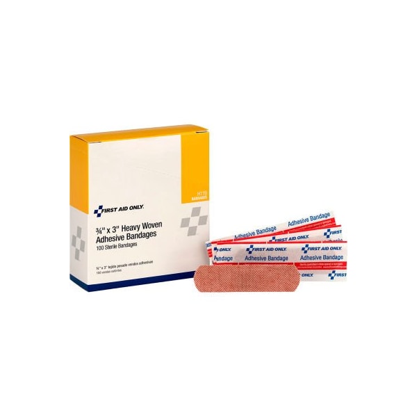 Acme United First Aid Only Heavy Woven Fabric Bandages, 3/4in x 3in, 100/Box, 12PK H119 - main